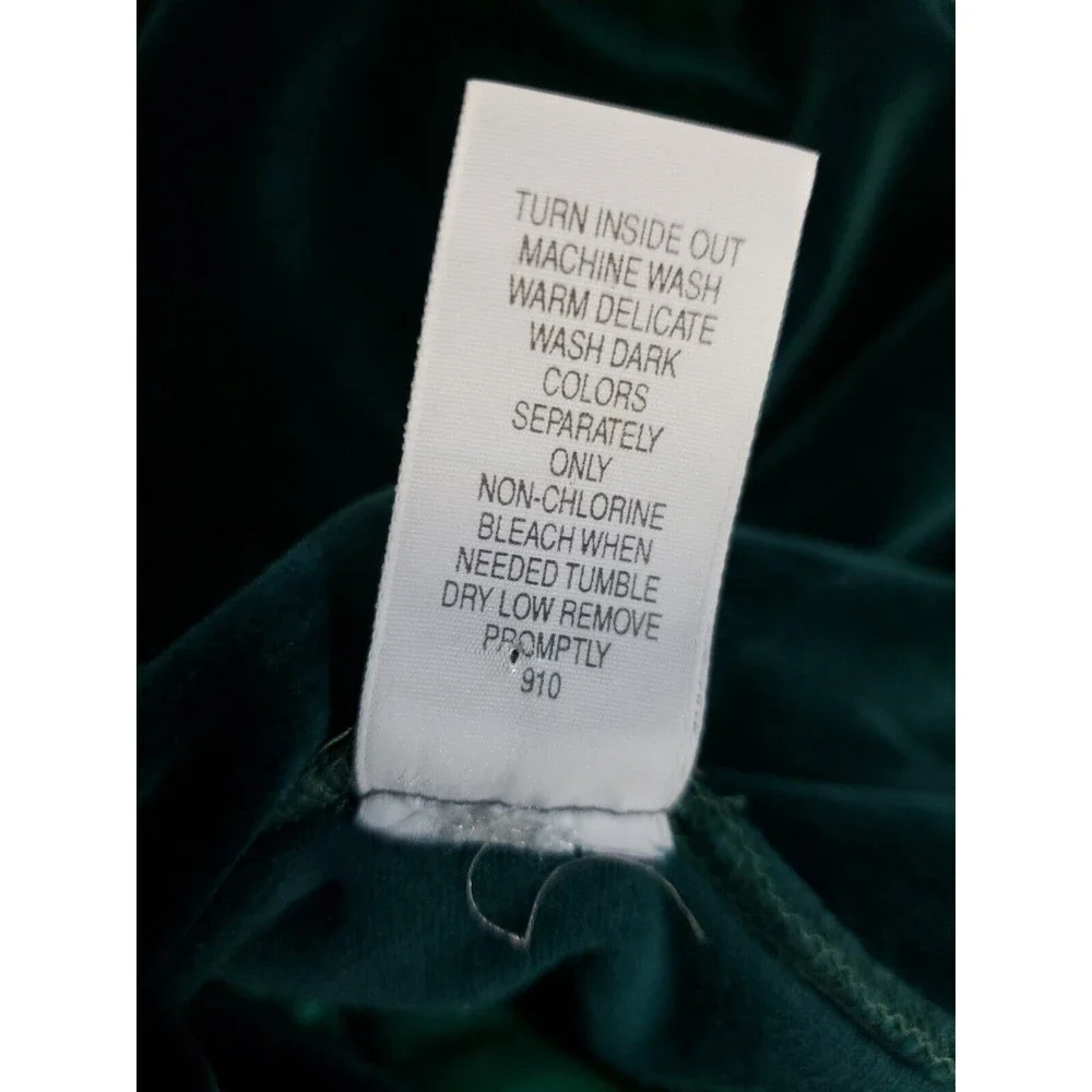 Vtg Lands End Dress Womens Med Velour Velvet Mock Neck Long Sleeve emerald green